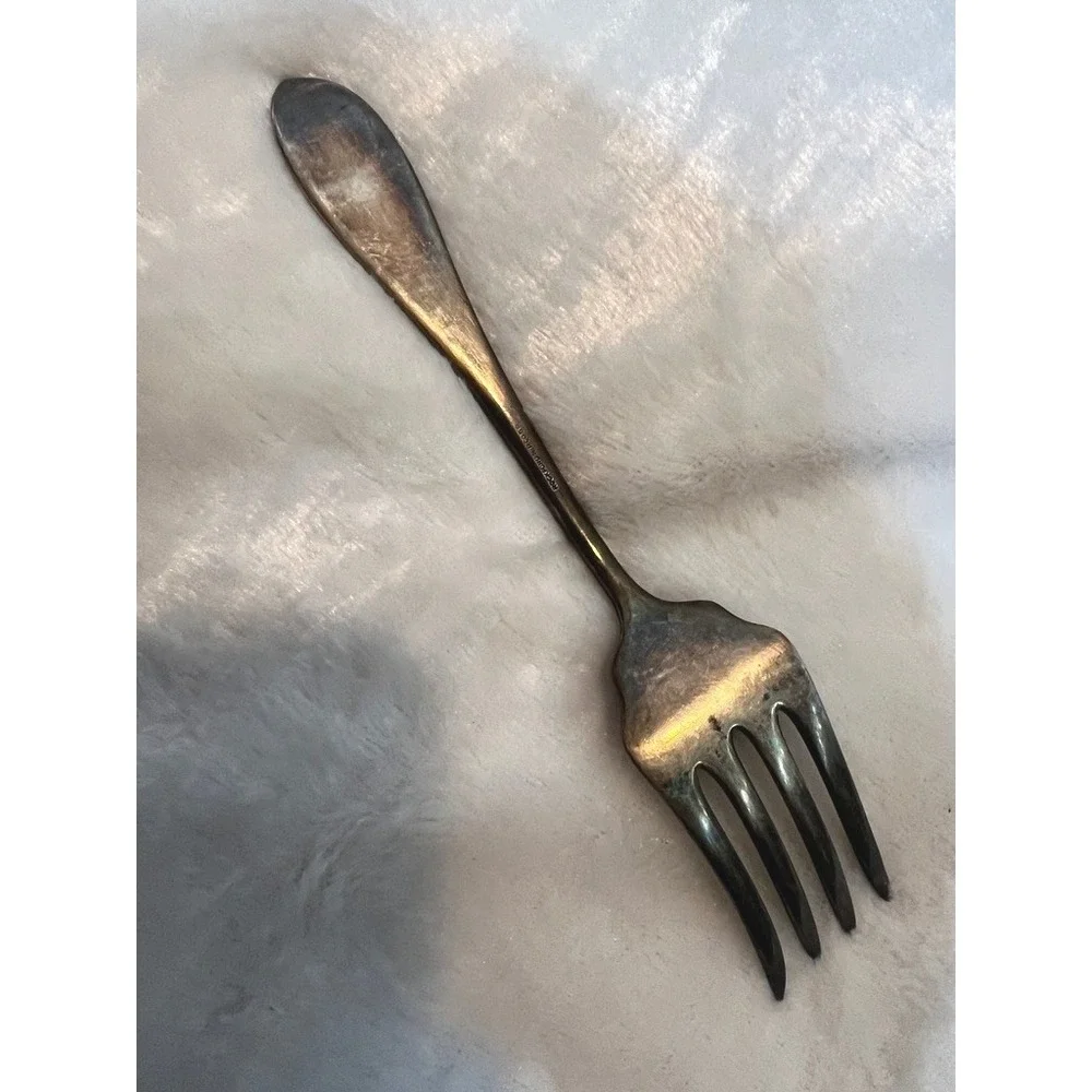 Rockford Silver Plate Cold Meat Fork Laurel Wreath Ribbon Victorian Edwardian